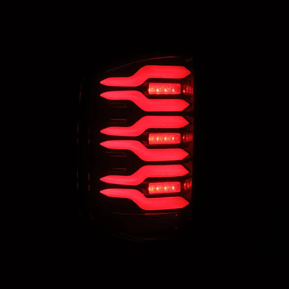 AlphaRex 14-18 Chevy Silverado 1500 Luxx-Series LED Tail Lights Black/Red w/Activ Light/Seq Signal