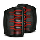 AlphaRex 14-18 Chevy Silverado 1500 Luxx-Series LED Tail Lights Black/Red w/Activ Light/Seq Signal-1