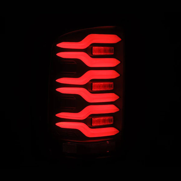 AlphaRex 14-18 GMC Sierra 1500/2500HD/3500HD LUXX-Series LED Tail Lights Blk w/Actv Light & Seq. Sig