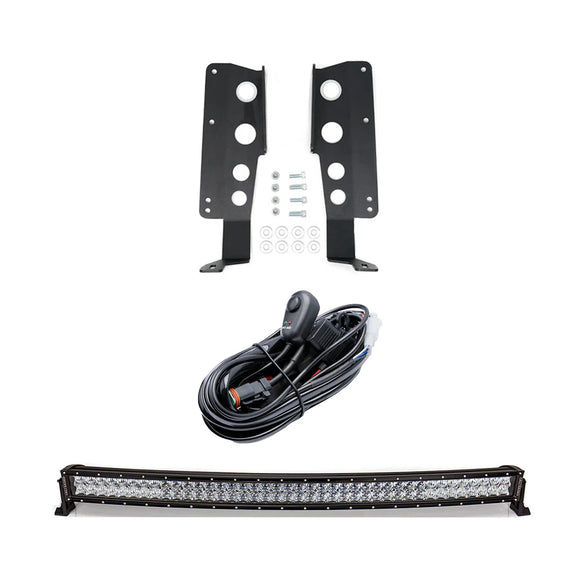 Cali Raised 14-21 Toyota Tundra 42 Hidden Grille Curved Led Light Bar Brackets Kit - No One Light B