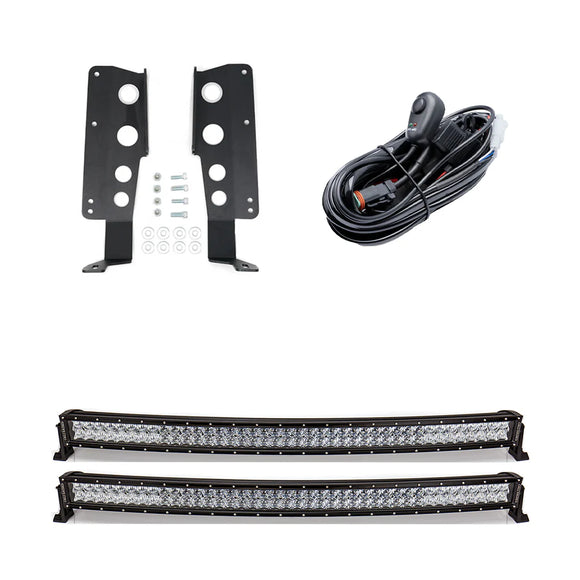 Cali Raised 14-21 Toyota Tundra 42 Hidden Grille Curved Led Light Bar Brackets Kit - Combo Beam/Led