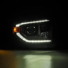 AlphaRex 14-21 Toyota Tundra LUXX-Series LED Proj Headlights Blk w/Actv Light & Seq. Sig + DRL - 0