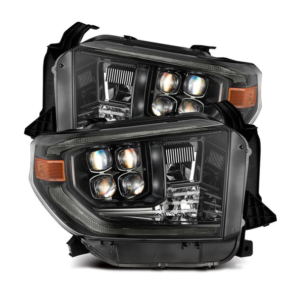 AlphaRex 14-21 Toyota Tundra NOVA-Series LED Proj Headlights Alpha-Blk w/Actv Light & Seq. Sig + DRL