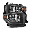 AlphaRex 14-21 Toyota Tundra NOVA-Series LED Proj Headlights Blk w/Actv Light & Seq. Sig + DRL-1