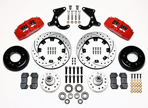Wilwood Dynapro 6 Front Hub Kit 12.19in Drilled Red 55-57 Chevy