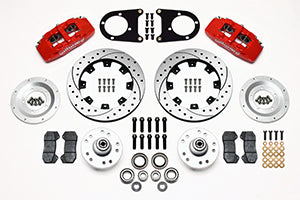 Wilwood Dynapro 6 Front Hub Kit 12.19in Drilled Red 37-48 Ford Psgr. Car Spindle