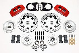 Wilwood Dynapro 6 Front Hub Kit 12.19in Drilled Red 37-48 Ford Psgr. Car Spindle - 0