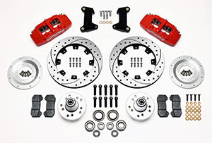 Wilwood Dynapro 6 Front Hub Kit 12.19in Drilled Red 74-80 Pinto/Mustang II Disc Spindle only