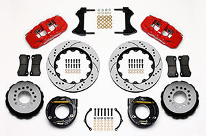 Wilwood AERO4 Rear P-Brake Kit 14.00in Drilled Red Chevy C-10 2.42 Offset 5-lug