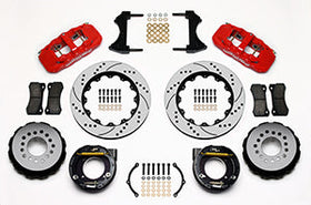 Wilwood AERO4 Rear P-Brake Kit 14.00in Drilled Red Chevy C-10 2.42 Offset 5-lug - 0