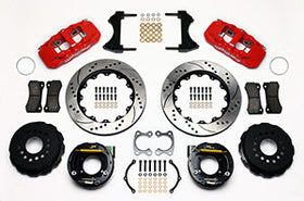 Wilwood AERO4 Rear P-Brake Kit 14.00in Drilled Red Small Ford 2.66in Offset - 0