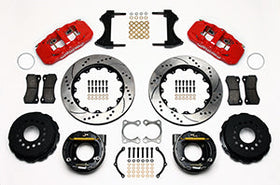 Wilwood AERO4 Rear P-Brake Kit 14.00in Drilled Red Big Ford Old Style 2.36in Offset - 0