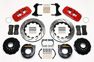 Wilwood AERO4 Rear P-Brake Kit 14.00in Drill Red Big Ford New Style 2.50in Offset