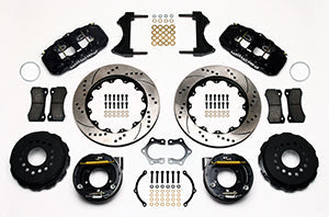 Wilwood AERO4 Rear P-Brake Kit 14.00in Drilled Mopar/Dana 2.36in Off w/Snap Ring Brng