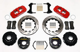 Wilwood AERO4 Rear P-Brake Kit 14.00in Drill Red Ford 8.8 w/2.5in Offset-5 Lug - 0