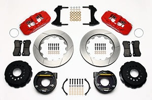 Wilwood AERO4 Rear P-Brake Kit 14.00in Red Ford 8.8 w/2.5in Offset-5 Lug