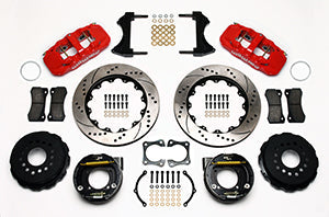 Wilwood AERO4 Rear P-Brake Kit 14.00in Drill Red 58-64 Olds/Pontiac Ends 2.81in Offset