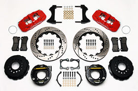 Wilwood AERO4 Rear P-Brake Kit 14.00in Drill Red 58-64 Olds/Pontiac Ends 2.81in Offset - 0