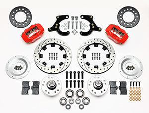 Wilwood Forged Dynalite Front Kit 11.75in Drilled Red 55-57 Chevy