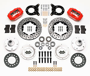 Wilwood Forged Dynalite Front Kit 11.00in Dril Red 1965-1969 Mustang Disc & Drum Spindle