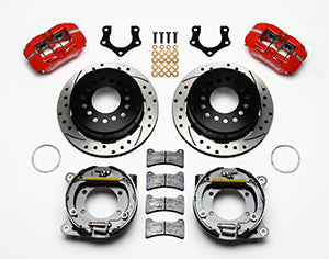 Wilwood Dynapro Low-Profile 11.00in P-Brake Kit Drill-Red Mopar/Dana 2.50in Off w/Snap Ring Brng