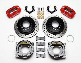 Wilwood Dynapro Low-Profile 11.00in P-Brake Kit Drill-Red Mopar/Dana 2.50in Off w/Snap Ring Brng - 0