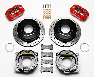 Wilwood Dynapro Low-Profile 11.00in P-Brake Kit Drill-Red Ford 8.8 w/2.50in Offset-5 Lug