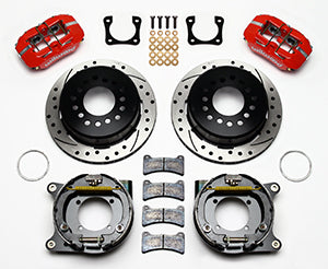 Wilwood Dynapro Low-Profile 11.00in P-Brake Kit Drill-Red Chevy 12 Bolt Spcl 2.81in Off Stag Mount