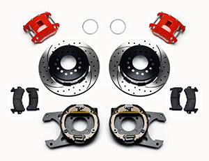 Wilwood D154 P/S P-B Kit Drilled-Red Chevy 12 Bolt 2.75in Off w/ C-Clips