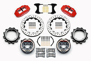 Wilwood Narrow Superlite 4R Rear P-Brk Kit 12.88in Drill Red Strange Eng Floater 3.49in Offset