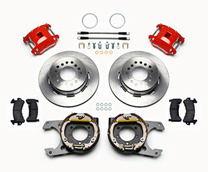 Wilwood D154 P/S Park Brake Kit Red Jeep Dana 35 2.56 Off 5-lug w/ lines