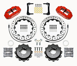 Wilwood Narrow Superlite 4R Rear Kit 12.88in Drilled Red 2012-Up Toyota / Scion FRS w/Lines