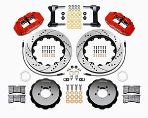 Wilwood Narrow Superlite 6R Front Hat Kit 14.00in Drilled Red 1999-2012 Subaru WRX w/Lines