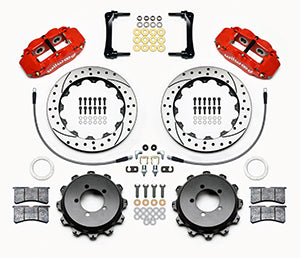 Wilwood Narrow Superlite 4R Rear Kit 12.88in Drilled Red 2008-2012 Subaru WRX w/Lines