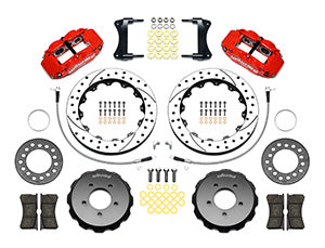 Wilwood Narrow Superlite 6R Front Hat Kit 12.88in Drill Red 2005-Up Mazda Miata w/ Lines
