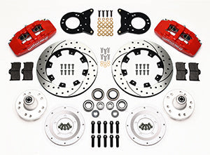 Wilwood Dynapro 6 Front Hub Kit 12.19in Drill Red 1970-1973 Mustang Disc & Drum Spindle