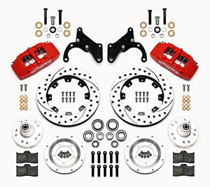 Wilwood Dynapro 6 Front Hub Kit 12.19in Drilled Red 69-70 Impala Drum/Disc 69-82 Vette