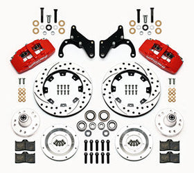 Wilwood Dynapro 6 Front Hub Kit 12.19in Drilled Red 69-70 Impala Drum/Disc 69-82 Vette - 0