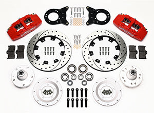 Wilwood Dynapro 6 Front Hub Kit 12.19in Drill Red 1965-1969 Mustang Disc & Drum Spindle