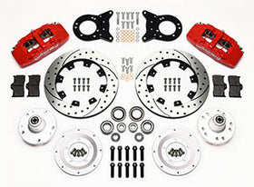 Wilwood Dynapro 6 Front Hub Kit 12.19in Drill Red 1965-1969 Mustang Disc & Drum Spindle - 0