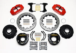 Wilwood Narrow Superlite 4R Rear P-Brk Kit 12.88in Drilled Red Chevy 12 Bolt w/ C-Clips