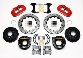 Wilwood Narrow Superlite 4R Rear P-Brk Kit 12.88in Drilled Red Chevy 12 Bolt w/ C-Clips - 0
