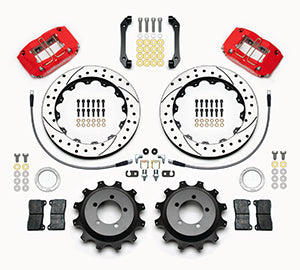 Wilwood Dynapro Radial Rear Kit 12.88in Drilled Red 2006-2007 Subaru WRX w/Lines