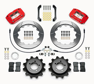 Wilwood Dynapro Radial Rear Kit 12.88in Red 2006-2007 Subaru WRX w/Lines