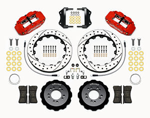 Wilwood Narrow Superlite 6R Front Hat Kit 12.88in Drill Red 2013-Up Ford Focus ST w/ Lines