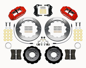 Wilwood Narrow Superlite 6R Front Hat Kit 12.88in Red 2013-Up Ford Focus ST w/ Lines