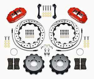 WILWOOD FNSL4R Rear Kit,12.88", Drilled, Red 2008-up Hyundai Genesis Coupe w/Lin