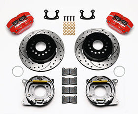 Wilwood Dynapro Dust-Boot P/S Park Brake Kit Drilled Red Small Ford 2.66in Offset - 0