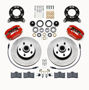 Wilwood Forged Dynalite-M Front Kit 11.30in 1 PC Rotor&Hub Red 1965-1969 Mustang Disc & Drum Spindle