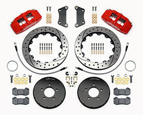 Wilwood Dynapro 6 Front Hat Kit 12.88in Drilled Red 2005-Up Mazda 3 w/ Lines - 0